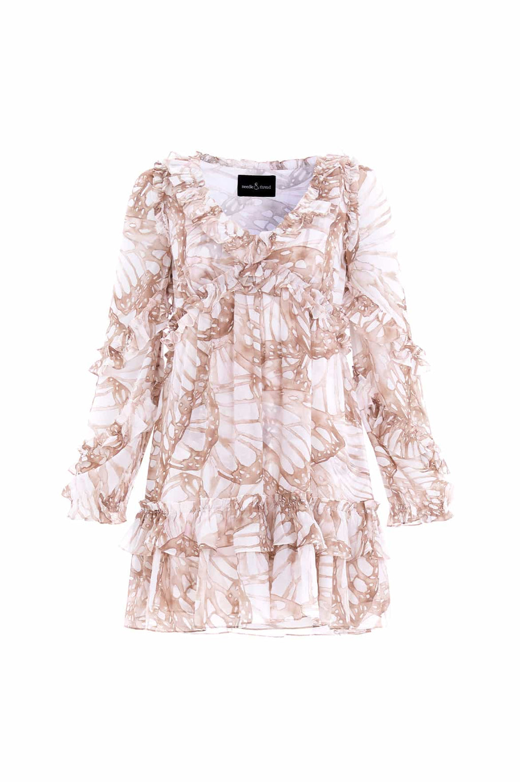 Flutter Chiffon Long Sleeve Micro Mini Dress